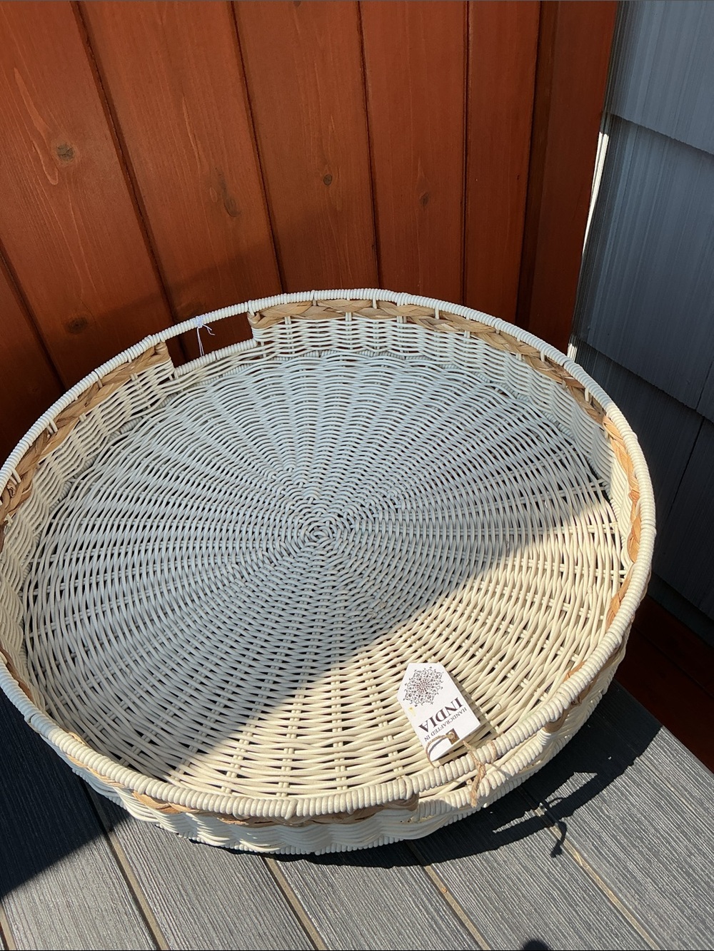 Handwoven White Rattan Decorative extra large Basket - India